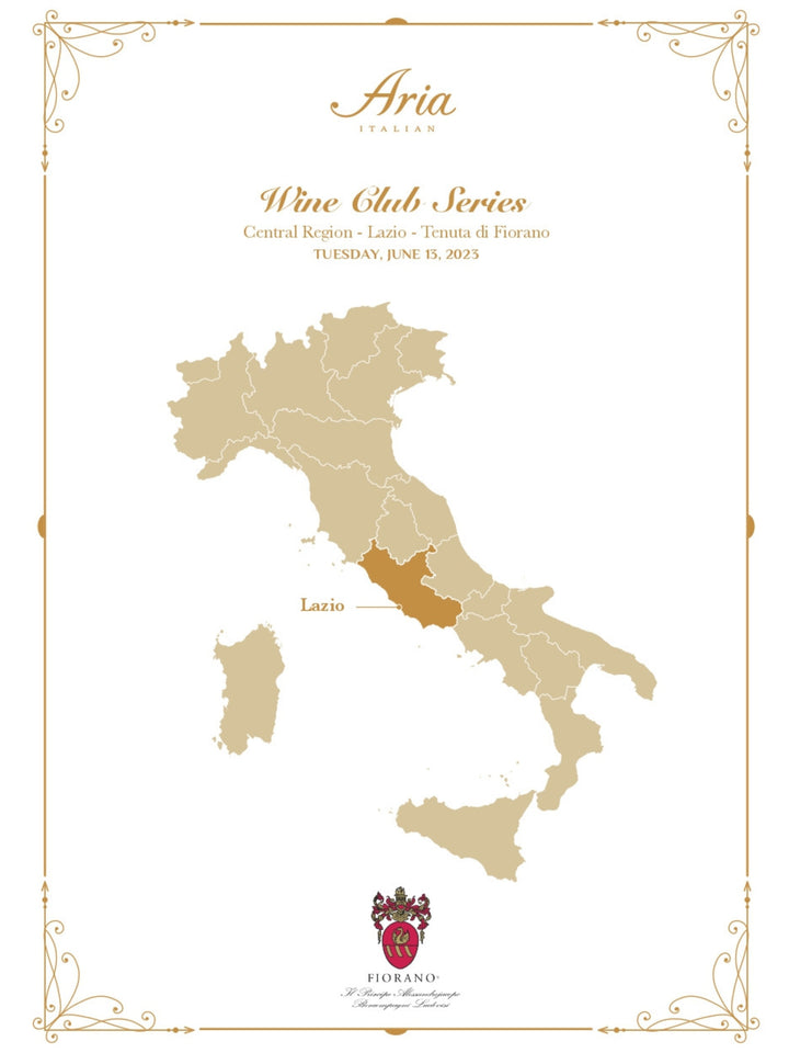 ARIA WINE CLUB SERIES - 意大利中部拉齊奧區葡萄酒配對晚宴 [需付按金]