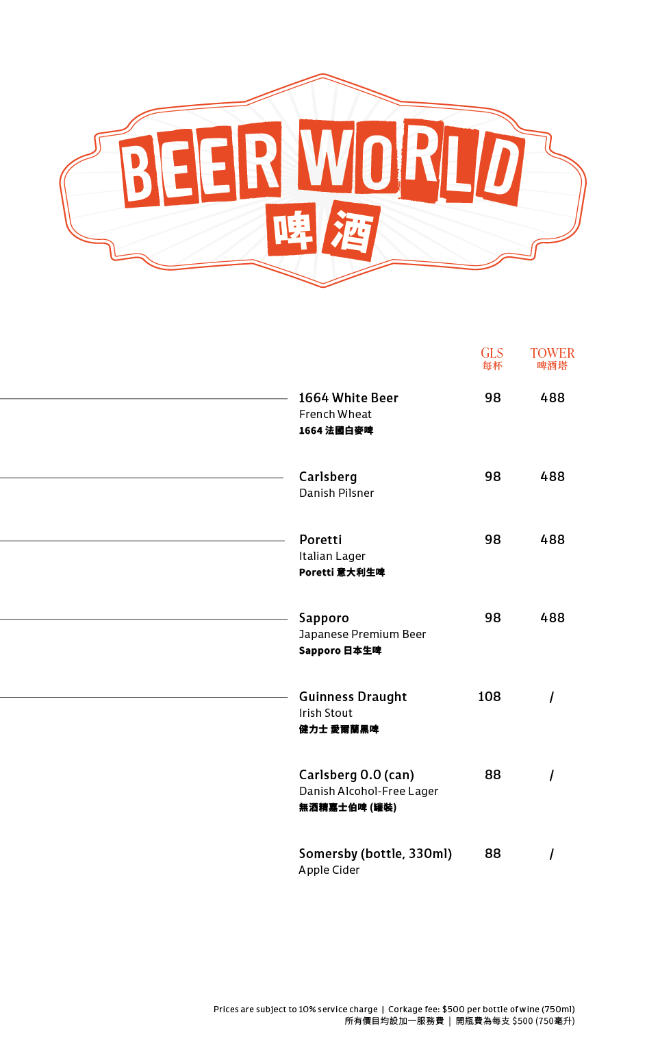 Drinks Menu