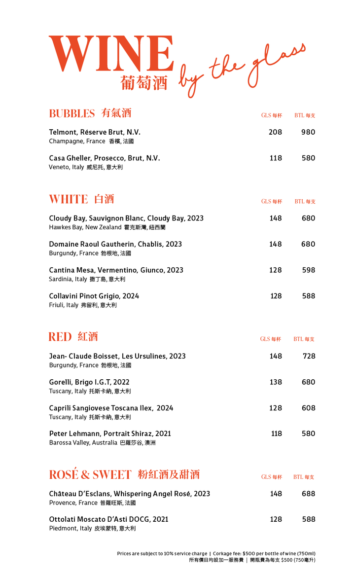 Drinks Menu