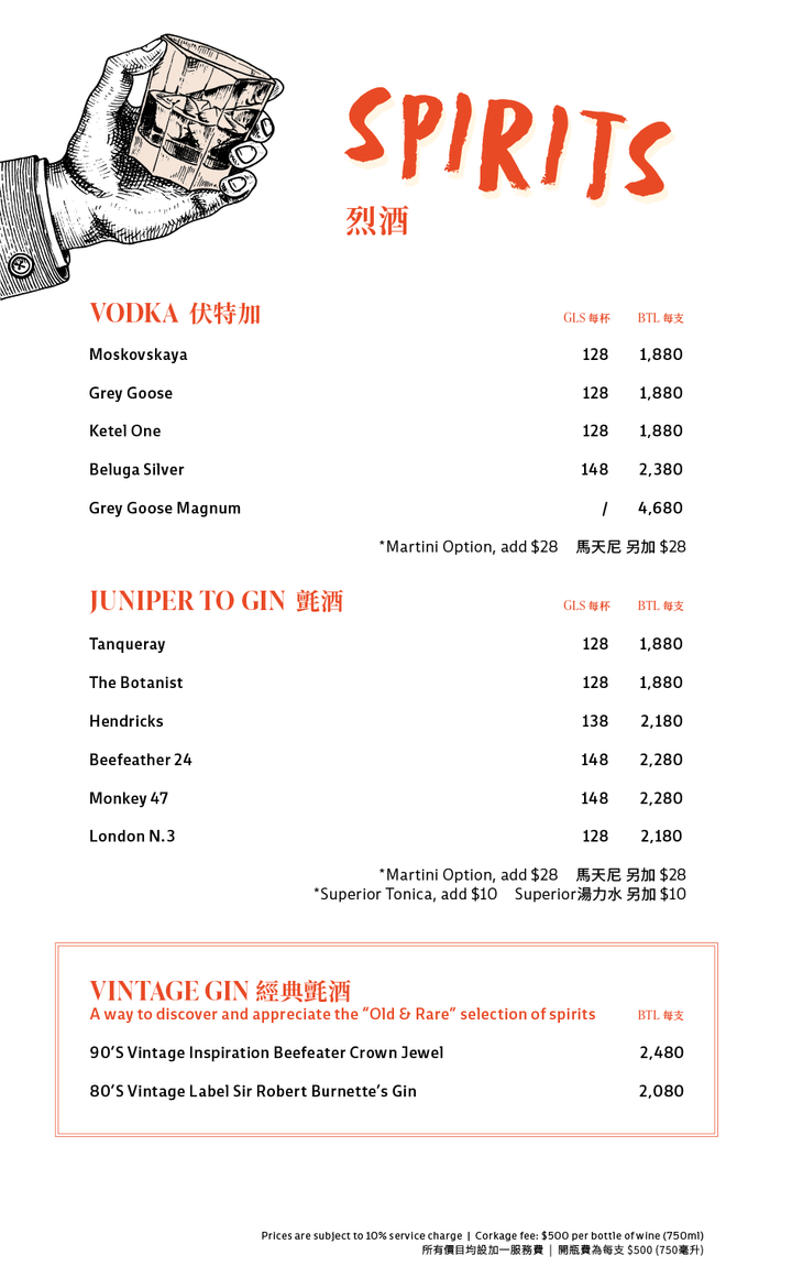 Drinks Menu