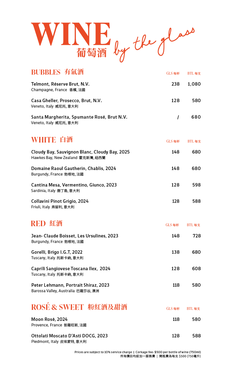 Drinks Menu
