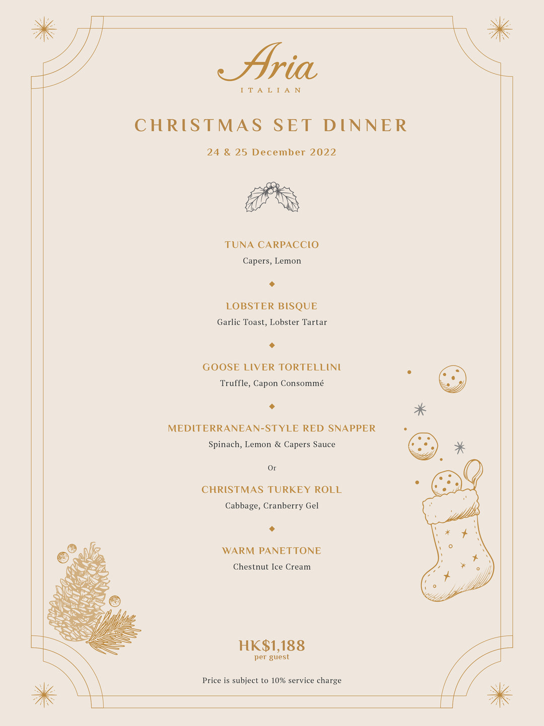 Aria Christmas 5-course Set Dinner