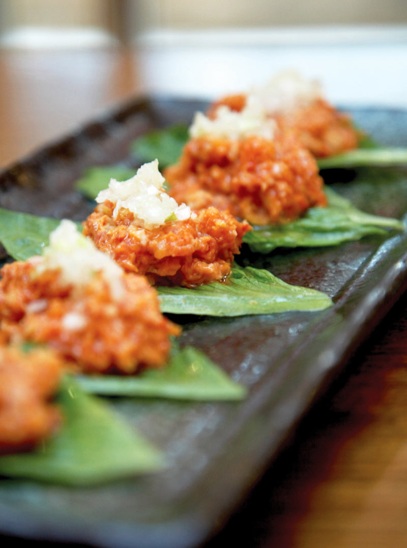 Spicy Toro Tartar in a Lettuce Wrap | LKF Concepts